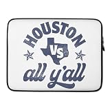 Houston vs All Y'all Texas State Map Retro Vintage Texan TX Graphic Laptop Sleeve