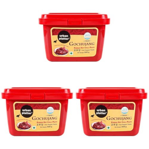 Image of Urban Platter Korean Gochujang Paste 500g (Fermented Chilli Paste | Spicy-Sweet Umami | Plant-Based | For Bibimbap & Tteokbokki) (Pack of 3)