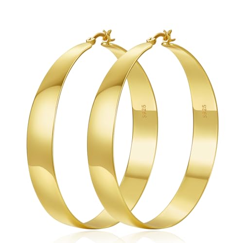 VEEDOFA Goldene Ohrringe für Damen - Große Gold-Creolen - Dicke Goldene Creolen