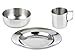 LunchBots Children's Stainless Steel Dish Set - 3-Piece Set Includes Plate (8"), Bowl (5") and Handled Mug (8 oz) - Great for Camping and Picnics - Eco-Friendly, Dishwasher Safe
