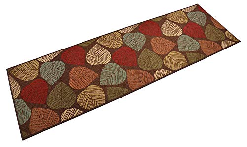 Rugstylesonline Custom Size Leaves Leaf Brown Multi Color Roll Runner 26 In Wide X Your Length Choice Slip Resistant Rubber Back Area Rugs And Runners (Brown Multi Leaves, 6 Ft X 26 In) #TOP2