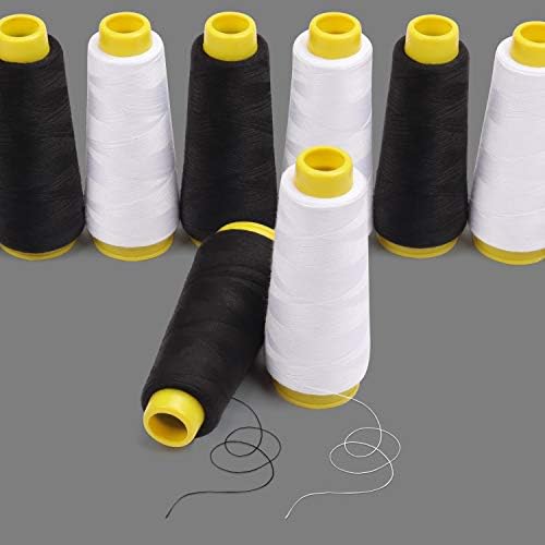 Kurtzy 12 Pack Black and White Polyester Sewing Machine Thread Spools Set - 11.5cm/ 4.5 Inch Spools with 900m/984 Yards of Thread - Bobbin Spool Kit in 2 Colours for Hand and Machine Embroidery