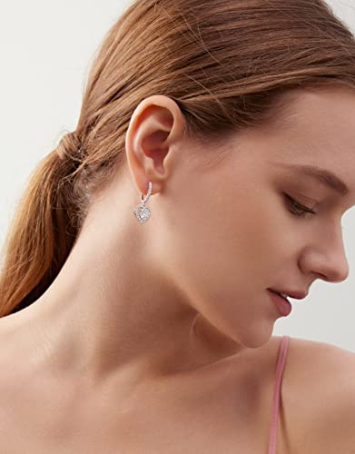 Heart Moissanite Huggie Hoop Earrings D color VVS1 3.5 CT Round Cut 18K White Gold Plated 925 Sterling Silver Half Etrnity Earrings Valentine's Day Jewelry Gifts4