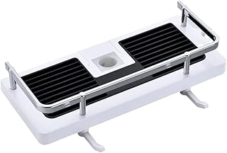 Shower Storage Rack,2-in-1 Liftable Shower Rack Punch-free Multi-function ,Shower Storage Shelf,Bathroom Shelf Caddy for Shower Rail,Bathroom Shower Rack Organizer Holder (Black White)