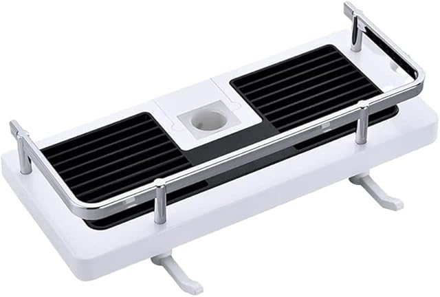 Shower Storage Rack,2-in-1 Liftable Shower Rack Punch-free Multi-function ,Shower Storage Shelf,Bathroom Shelf Caddy for Shower Rail,Bathroom Shower Rack Organizer Holder (Black White)