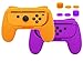 Produktbild Griffe Zubehör für Joy Con Controller Halterung für Switch & Switch OLED mit Joystick Kappen, Gummierte Comfort Grip für JoyCon mit 3 Paar Daumengriffen - Orange/Lila