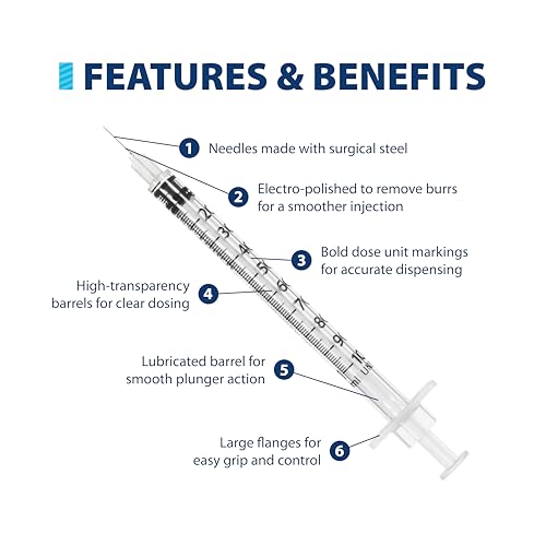 Image of EasyTouch U-100 Insulin Syringes (30G 1.0cc 5 /16 inch) - 500 ct. | Case Pack, 100 Unit Capacity, 5 /16 inch Needle Length, Bold Markings for Accurate Dosing, Disposable, Box of 500