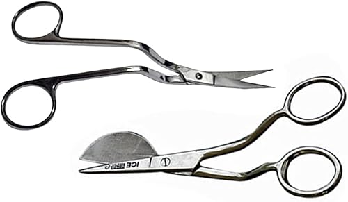 Juego de tijeras de pico de pato con apliques de acero inoxidable de 6 pulgadas con mango desplazado y tijeras curvadas dobles para bordado de