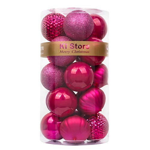 KI Store - 24 bolas de Navidad para decoración de árbol de Navidad, irrompibles, decoración festiva, de vacaciones Cover