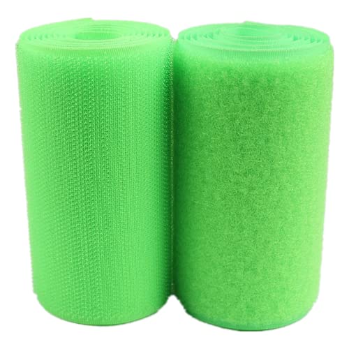 Cinta de velcro para coser, Cinta for coser con gancho y bucle, tela de nailon no adhesiva 100MM, 2 yardas/par, negro verde fluorescente(Fluorescent Green)