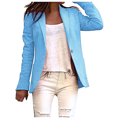 StarneA Blazerjacken Damen Anzüge Mantel Einfarbig Strickjacke Revers Knopf Jacke Damen Übergangsjacke Lässige Business Anzug Elegant Blazer Cover