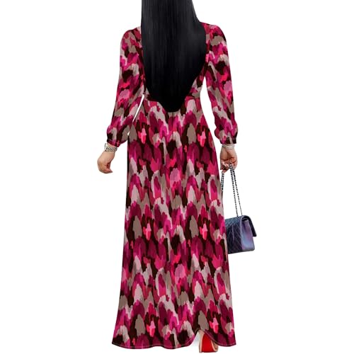 Image of PinkPatty Women's Long Sleeve Maxi Dress Plus Size Trendy Wedding Guest Dress with Pockets&Belt