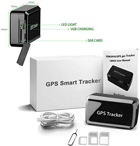 LMHOME Mini GPS Tracker Vehicle Tracker GSM GPS Locator LM002, Super Long Stanby GPS Tracker Strong Magnetic Multi-Function Free APP/Platform