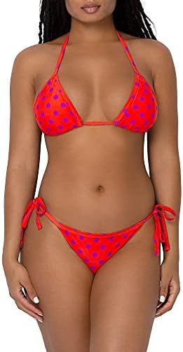 Smart & Sexy womens String Bikini Set, Bright Polka Dot Print, Small US