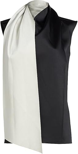 Bi-Color Satin Scarfneck Blouse