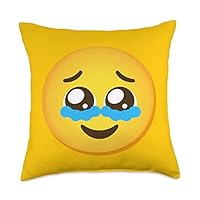 Emoticon Face Holding Back Tears Throw Pillow