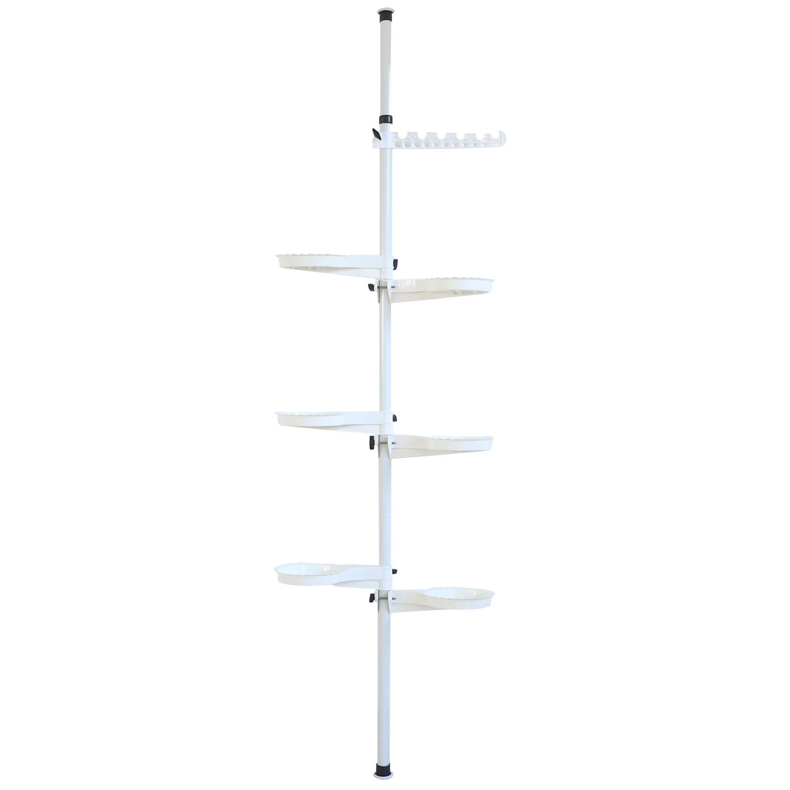 Plant Stand 7 Tier Tension Rod Plant Holder Height Adjustable Plant Shelf Plant Rack Space Saving White Pole Beige Plant Holders Indoor Plant Pole Stand for Bathroom Bedroom Balcony Kitchen