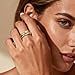 PATISORNA Gold Stackable Rings for Women Non Tarnish 18K Gold Plated Interlocked Stack Rings Set Gold Multi Ring Statement Thumb Rings Cubic Zirconia Connected Bands Fashion Jewelry Gifts, Size 6