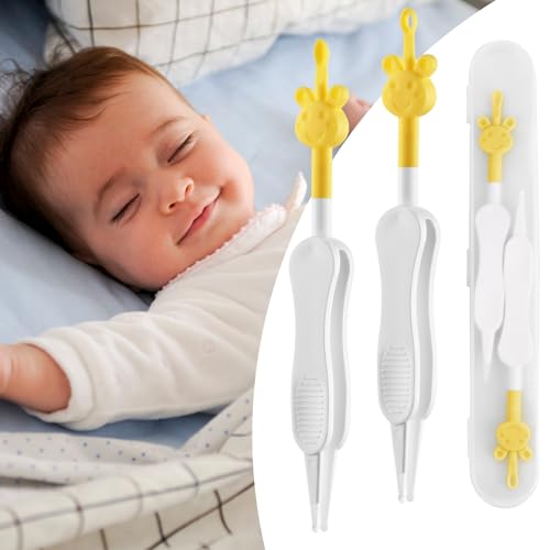 Image of Kinggrand Kitchen 3 in 1 Baby Nose and Ear Gadget Safe Baby Nose Picker Nose Cleaner for Baby Infants and Toddlers Dual Earwax and Snot Removal Baby Must Have Items (Yellow)