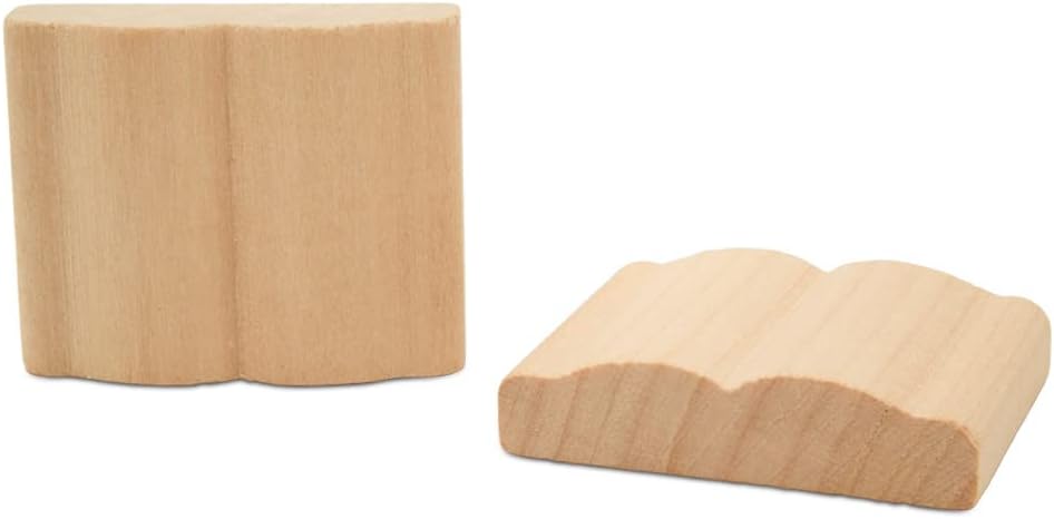 Open Book Ornament 1-7/16 inch Pack of 25 Mini Wooden Book, Small Shelf Decor Items, Trinkets for Book Nook, by Woodpeckers