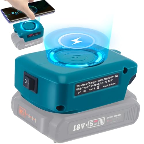 Bosch Fast Charger Wireless Portable Charger for Bosch 18V System GBA Li-ion Battery 15W Fast Phone Charger USB-B&Type C Charging Output Compatible for Samsung Android iPhone Camping Travel Outdoor