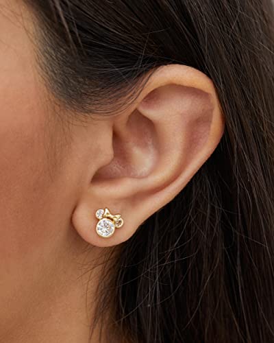Disney Jewelry Minnie Mouse Cubic Zirconia Stud Earrings, 10K Yellow Gold #TOP1