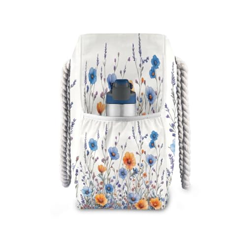 ATTX Colorful Wildflowers Beach Bags for Women - Large Beach Bags with Zipper Waterproof Sandproof Swim Pool Bag Large Tote#2493