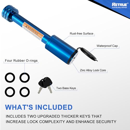 Image of RETRUE Trailer Locking Hitch Pin, 5 /8 inch Pin, Fit 2 inch Receiver, Blue