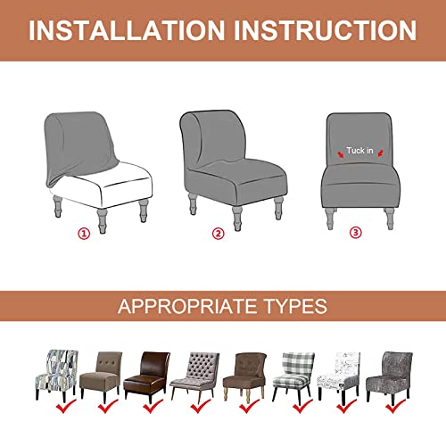 Image of Eco-Ancheng Armless Chair Slipcover Removable Armless Accent Chairs Covers Washable Armless Slipper Chair Slipcover Printed Armless Chair Furniture Protector Covers for Living Dining Room Hotel