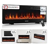 KAMINIO Cheminée Electrique Marlon - Cheminée Électrique 3-en-1 avec Chauffage, Effet de Flamme 3D, 12 Couleurs de Flammes, télécommande (50 Pouces)