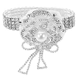 Gadpiparty Braut Strass Armband Handgelenkskorsage Hochzeits Kristall Blume Weiß für Abschlussball und Brautparty