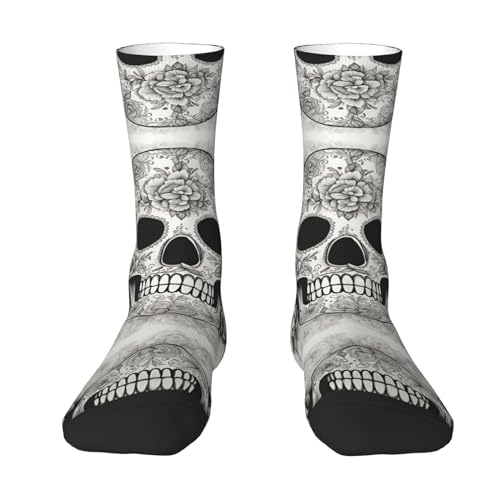 KWQDOZF Calcetines deportivos con estampado de calavera mexicana, calcetines divertidos para hombres y mujeres, calcetines unisex para adultos, calcetines largos de tubo