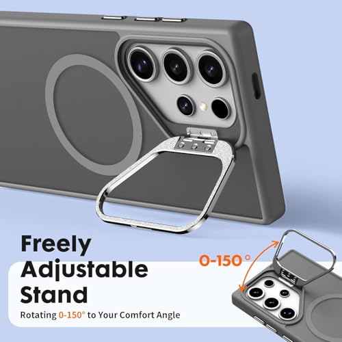 Image of DIZORO TPU Samsung Galaxy S23 Ultra Case Compatible with Wireless Charging,with Camera Stand,Military Grade Drop Tested,Translucent Hard Back Soft Edge Back Cover (Titanium)