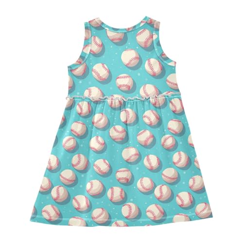 KLL Baseball Pattern Girls Dress Cute Jumper Skirt Summer Clothes Crew Neck2