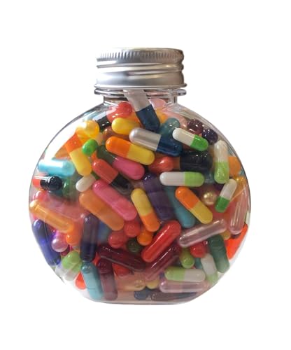 Pure Capsules® - 1 flacon de capsules vides de couleurs mélangées | Tailles assorties 000, 00, 0, 1, 2, 3, 4 | Capsules de gélatine et végétariennes |...