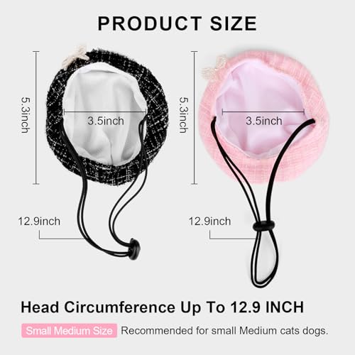 Disfraz para perro y gato 2 piezas con gorro beret y pañuelo rosa miniatura 4