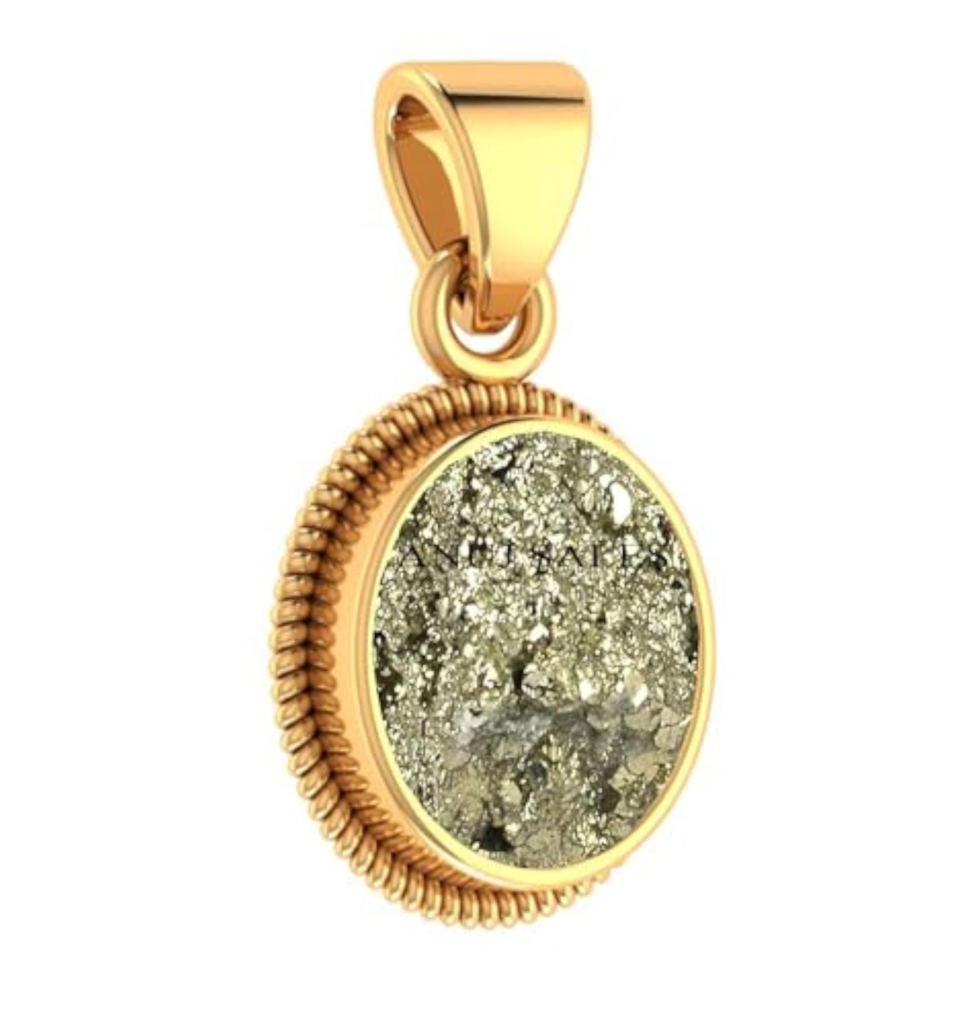 Natural Pyrite Pendant Necklace, Gold Plated Locket