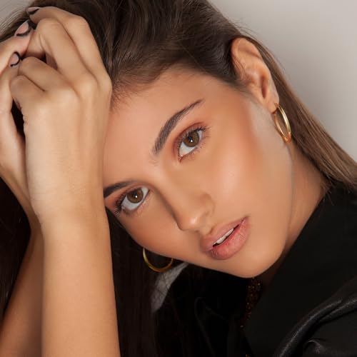 AMELINE 14K Gold Earrings for Women, Shiny Gold Hoops, Small Hoop Earrings for Women Trendy, Hypoallergenic Thicker Gold Hoop Earring, Well-polished Finish 30mm4