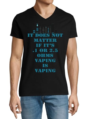 T-shirt Vaping col en V en coton noir idéal pour vos sorties