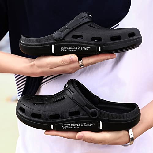 Men's Garden Shoes Classic Clogs Mens Summer Gardener Clog Water Sandals Waterproof Comfort Gardenning Clog Slip On Casual Walking Sandal Shower Beach Footwear Black 42 #TOP4