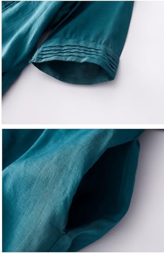 Akivide Women's Flowy Cotton Midi Dress Short Sleeve V Neck Summer Beach Vacation Casual Loose Long Dresses with Pockets2