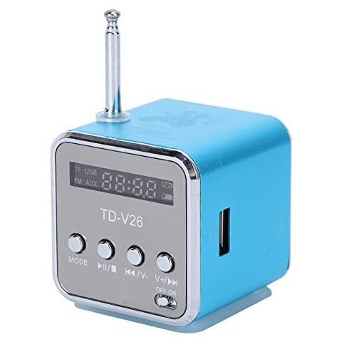 iplusmile TD-V26 Digital Speaker Mini Speaker FM Radio Stereo MP3 MP4 Music Player Support Micro SD/TF Card/USB/Disk/FM (Blue) Cover
