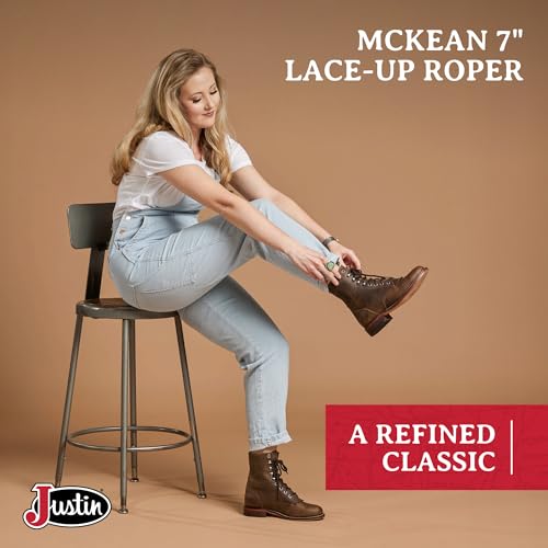 Justin Mckean 7" Lace-Up Roper Women's Western Boot, Durable Leather, Casual Style, Comfortable Footwear2