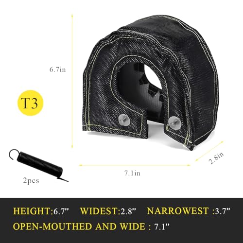 Wevdn Turbo Turbocharger Heat Shield Blanket, T3 Turbocharger Heat Shield Cover Wrap with 2 Locking Springs, Turbo Blanket for CT26 GT25 GT28 GT32 GT35 T25 T28 Turbine Housing