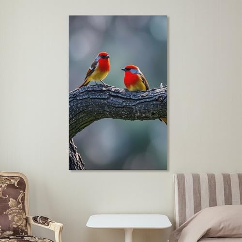 Impression sur toile oiseau cardinal sans cadre suspendre 60x90cm