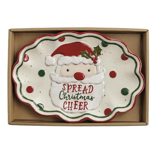 Plateau Père Noël Mud Pie en céramique style ferme de Noël - 2