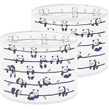 boho Lampshades Lamp Shades set of 2 seamless cute little Panda bear different poses white Light Shade for Table Lamps Floor Lamps Drum Lamp Shades Lampshade Replacement