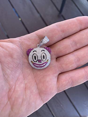 HarlemBling Solid 925 Sterling Silver Iced Clown Emoji Pendant - Smile Face Hip Hop4