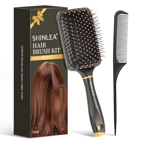 Paddle Brush for Blow Drying, Detangling Brush for Curling Straight Thick Thin Wet and Dry Hair, Soft Nylon Bristle, Hairbrush for Women Men Kids Black