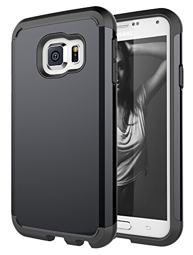 S6 Case, Galaxy S6 Defender case, SGM (TM) Premium Hybrid Dual Layer Armor Case For Samsung Galaxy S6 [Shock Proof] (Black + Black)